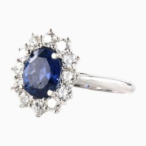 Gold Ring with Natural Sapphire and Diamonds