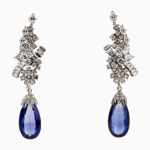 Gold Earrings with Diamonds and Sapphires, 2000s