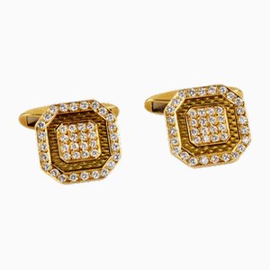 Boutons de Manchette Chopard en Or avec Guilloché et Diamants, 2000s