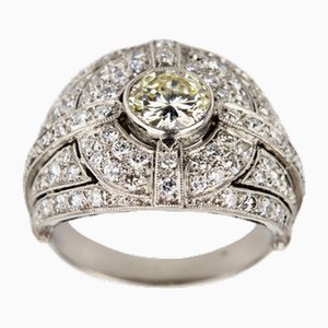 Cocktail Ring in Platinum with Diamonds, Art Deco Style. 20th Century.