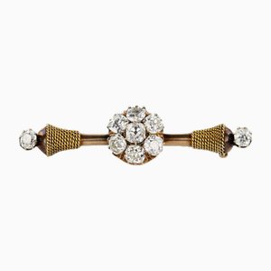 Russian Gold Brooch of 56 Samples with Diamonds. St. Petersburg 1908-1917
