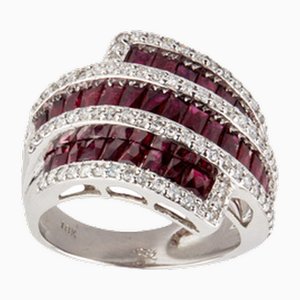 Goldring mit Rubinen und Diamanten., 2000er