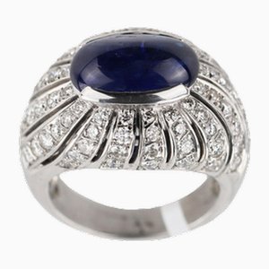 Gold Ring with Sapphire and Diamonds., 2000s