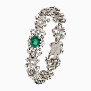 Bracciale da donna in platino con smeraldi e diamanti, XX secolo