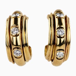Gold 18k Earrings with Diamonds from Piaget, 1991, Set of 2