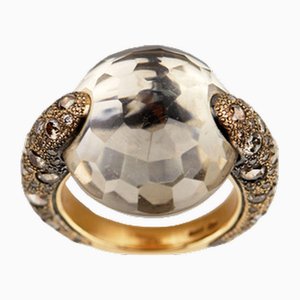 Cocktail Ring aus 18 Karat Gold, Pomellato Tango Rauchquarz Diamant, 2000er