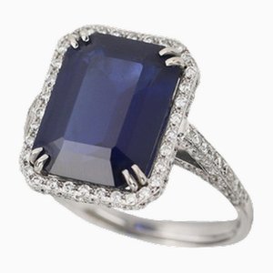18 Karat Goldring mit Diamanten und natürlichem Saphir 7,76 Karat., 2000er