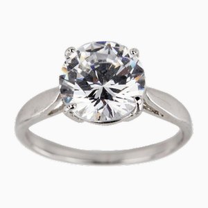 White Metal Ring with White Swarovski Stone.