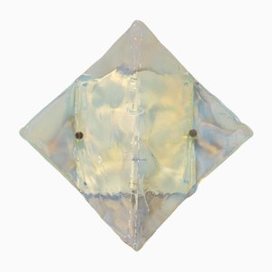Lámpara de pared Mazzega de cristal de Murano azul claro, Italia, años 70