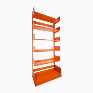 Freistehendes Congress Bücherregal aus orangefarbenem Stahl von Lips Vago, 1968