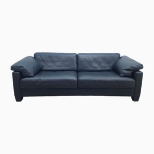 Divano a tre posti DS 17 in pelle nera di De Sede, 1971