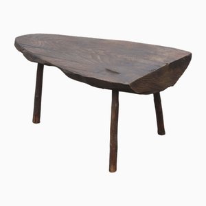 Brutalist Tripod Coffee Table in Stained Pine, 1950s