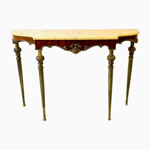 Table Console Antique de Style Louis XVI en Laiton et Marbre