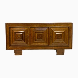 French Art Deco Brutalist Sideboard in Oak, 1940s