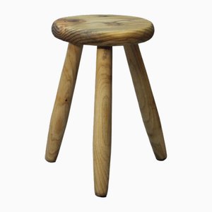 Brutalist Tripod Farmstool in Pine, France, 1950s