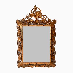 Large Victorian Faux Wood Carved Giltwood Mirror