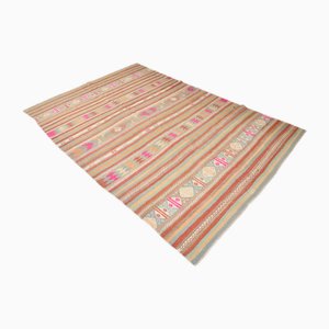 Handgemachter Pastell Kelim Teppich aus Wolle