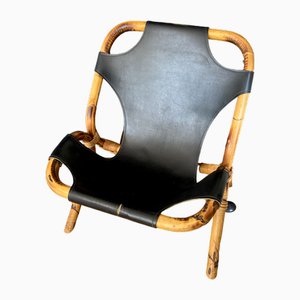 Hängesessel aus Bambus & Leder, 1960er