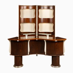 Mueble bar italiano de pie, siglo XX de madera maciza y laminado en crema, 1970