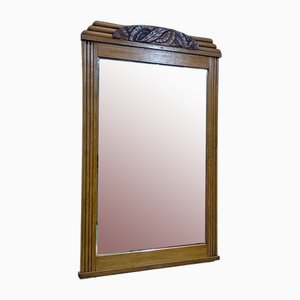 Art Deco Beveled Mirror in Oak