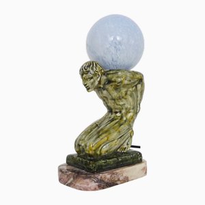 Glasierte Skulptur Lampe aus Terrakotta, 1930er