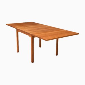 Mesa de comedor escandinava de hoja abatible de roble, años 70