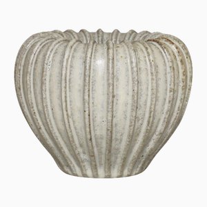 Art Deco Beige Glazed Stoneware Model No. 3 Vase by Arne Bang, 1930s