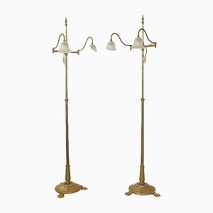 Brass Adjustable Reading Lamps, 1920s, Set of 2