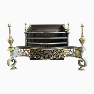 Antique English Regency Style Brass and Steel Fire Grate, 1880
