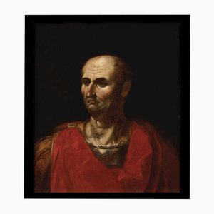 Artista de la escuela italiana, Retrato del emperador Vespasiano, siglo XVII, óleo sobre lienzo