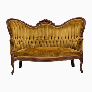 Dänisches Vintage Sofa aus Velours & Mahagoni, 1950er