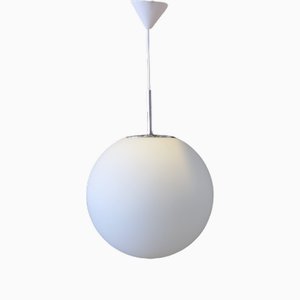 Danish Ceiling Lamp in Opal Glass and Chrome, 1960s
