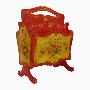 Revistero italiano florentino de madera roja, años 50