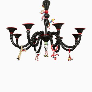 Murano Glass Chandelier with Carnival Characters, 1970s