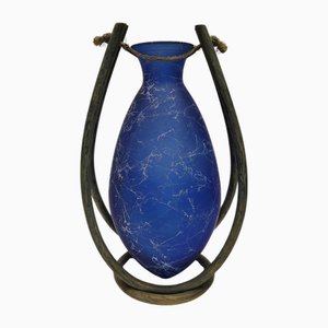 Schwebende Vase aus Glas & Holz, 19. Jh., Frankreich