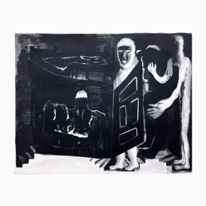 Simon Shegelman, Behind the Door, Lithographie, 1980er