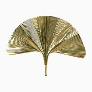 Lampade da parete in ottone lucido, anni '80, set di 2