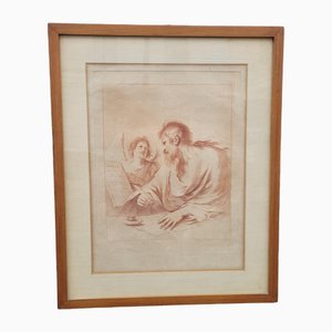 Después de Le Guercin, San Mateo y el ángel, grabado, siglo XVIII