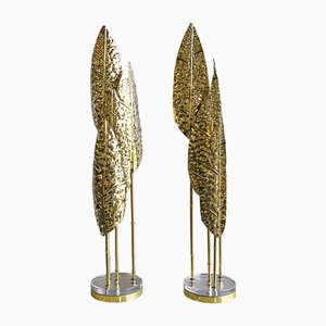Polished Brass Table Lamps, 1980s, Set of 2