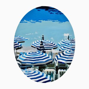 Carole Grandgirard, Parasols Blue Dream Viviane, 2020er, Öl auf Leinwand