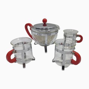 Vintage Teekanne & Tassen Set, 1980er, Dänemark, 4er Set
