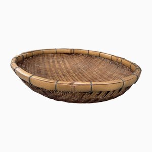 Panier de Récolte en Bambou Tissé Main et Roseau, Japon, 1960s