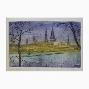 Jekaterina Gryazeva, Evening Riga, 2011, Radierung
