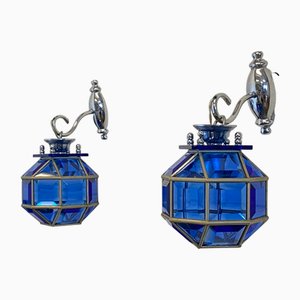 Cut Glass Wall Lamps, 1970s, Set of 2
