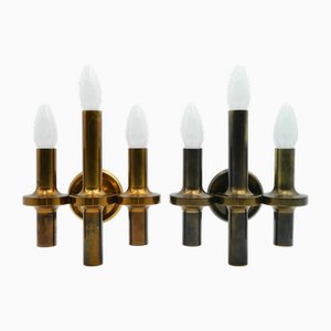 Lampade da parete Space Age in ottone di Gaetano Sciolari, anni '70, set di 4