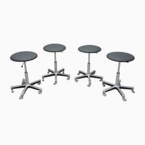 Tabourets de Bar en Aluminium et Cuir de Olymp, 1970s, Set de 4