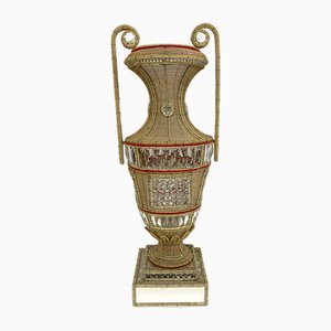 Lampade a forma di vaso in vetro molato e perlato, fine XIX secolo
