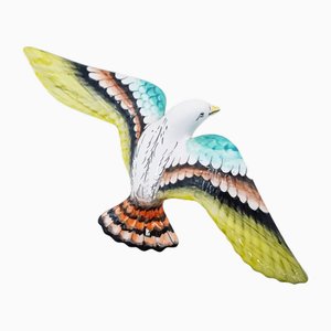 Pájaro grande de pared de mayólica de cerámica