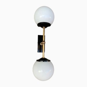 Sconce in Brass and Opaline Glass, 1940s