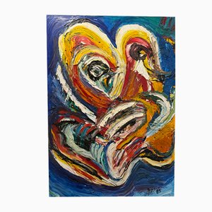 Sylvie Badia, Cobra Movement Composition, 1989, Oil on Canvas